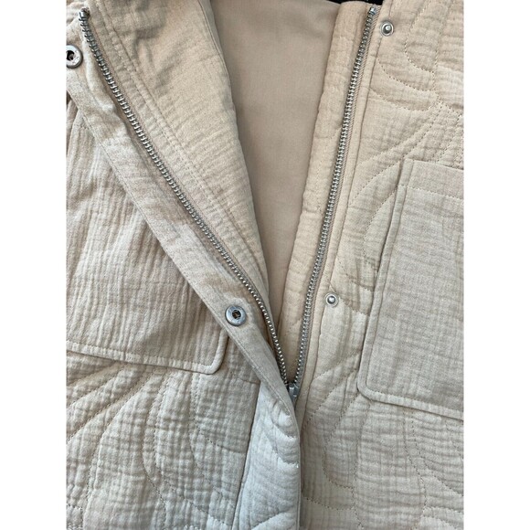 7 For All Mankind Quilted Cropped Jacket Womens L Lined Cotton Puffer - Picture 4 of 9